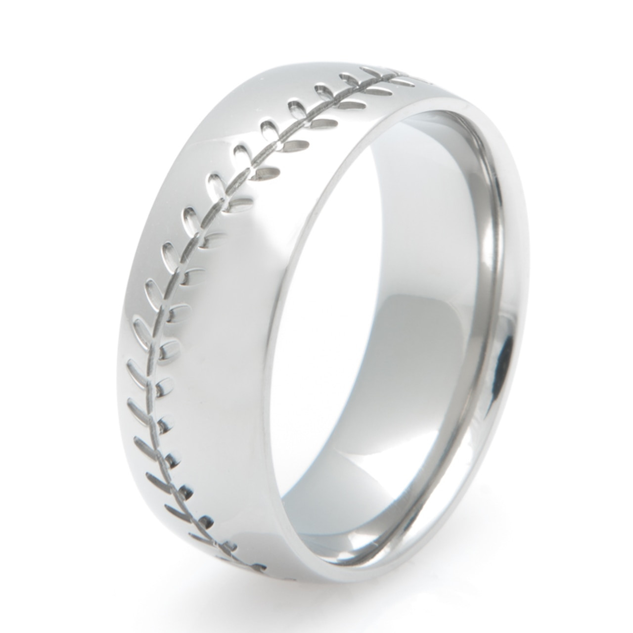 Baseball Wedding Band
 Men s Baseball Stitch Wedding Ring