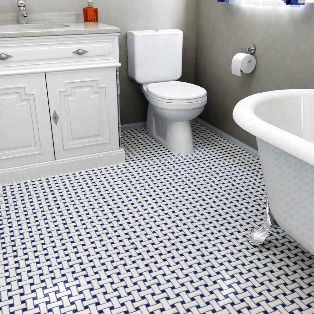 Basket Weave Tile Bathroom
 Navy Tile Trend Alert