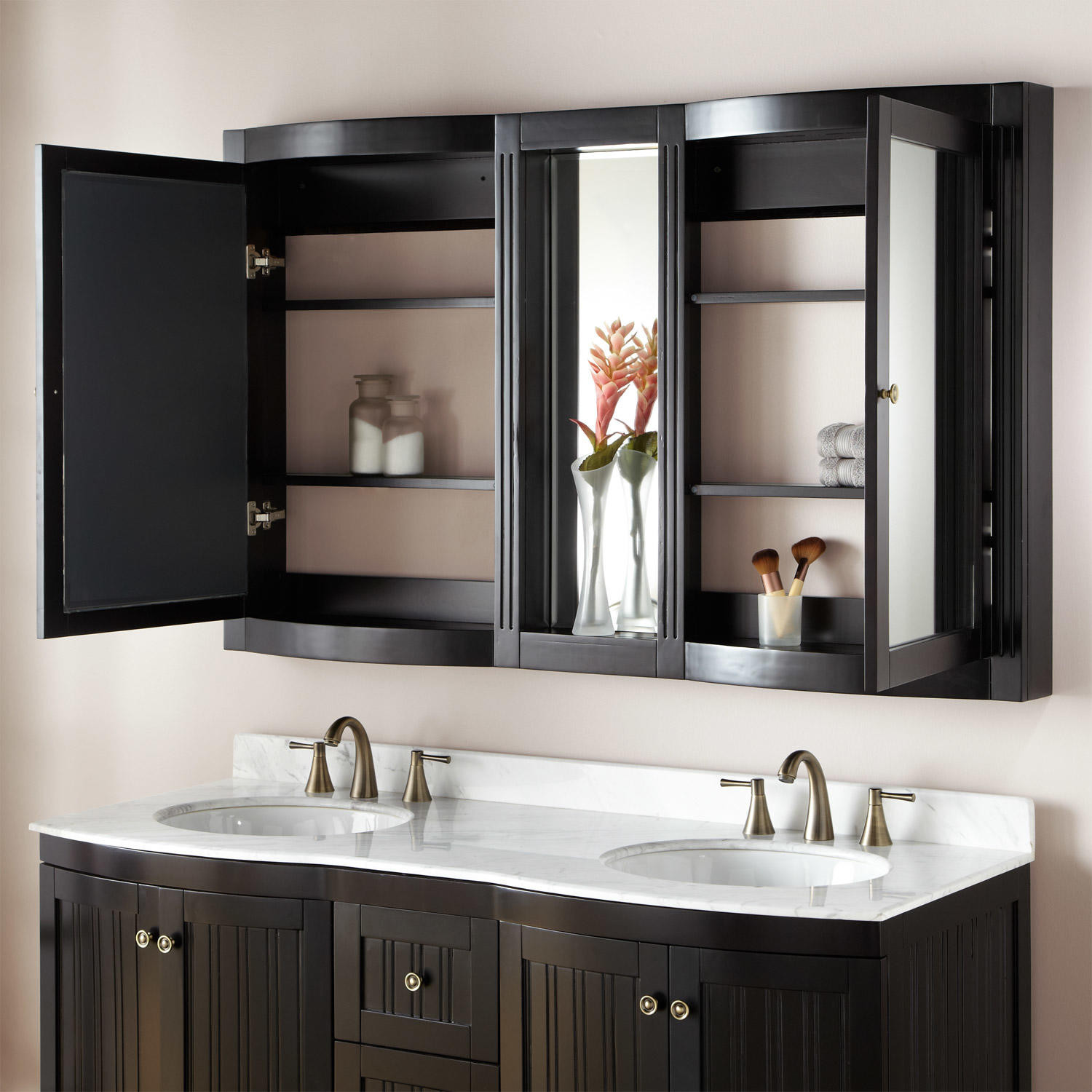 Bathroom Cabinet Mirror
 60" Palmetto Espresso Double Vanity Bathroom