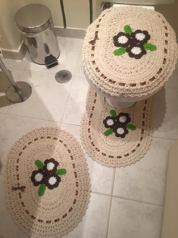 Bathroom Decor Items
 Bathroom Decor Crochet Set FlowerToilet seat by