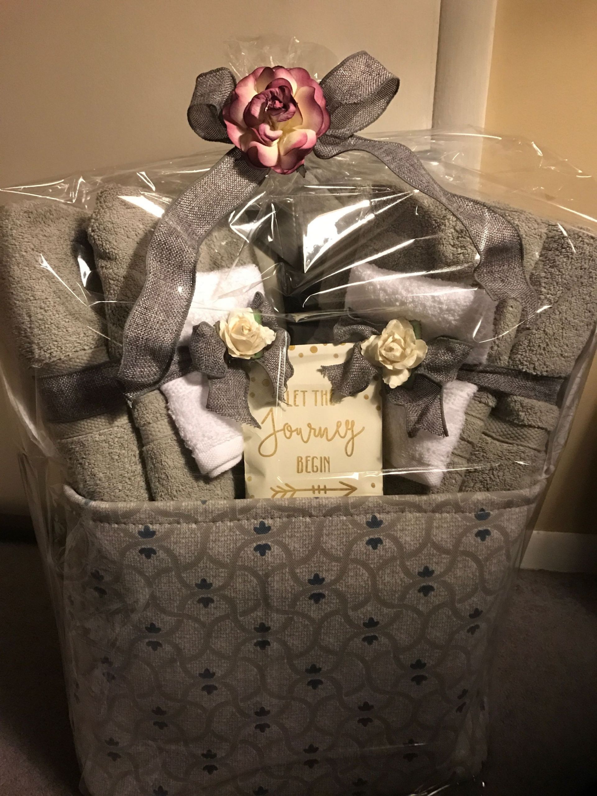 Bathroom Gift Basket Ideas
 Bridal shower t basket sheet and towel set