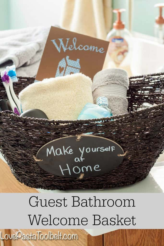 Bathroom Gift Basket Ideas
 Guest Bathroom Wel e Basket Love Pasta and a Tool Belt