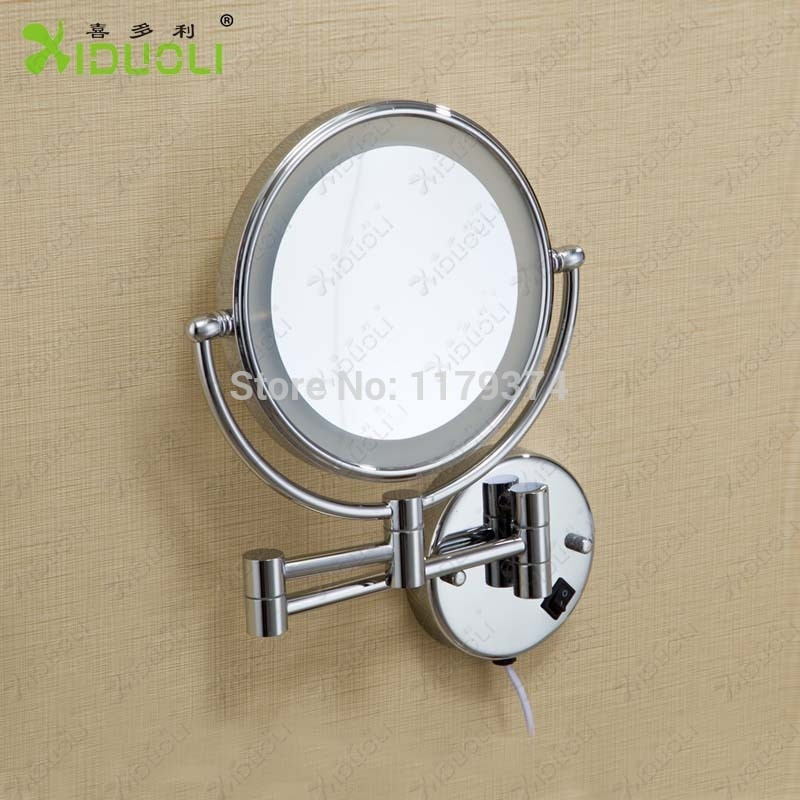 Bathroom Magnifying Mirror
 LED Double faced retractable bathroom mirror with light