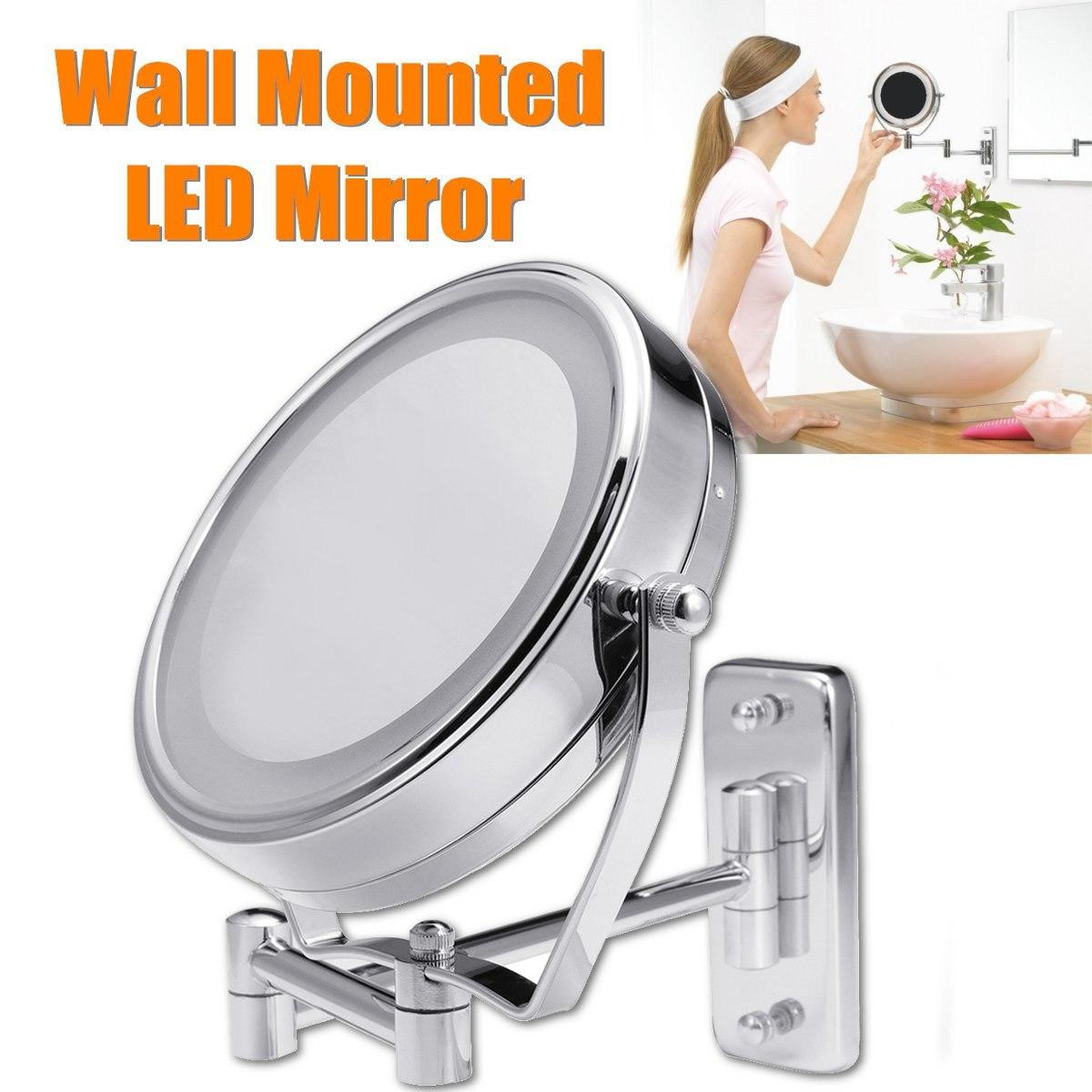 Bathroom Magnifying Mirror
 6" Diameter Bathroom Shaving Makeup Mirror With LED Lights