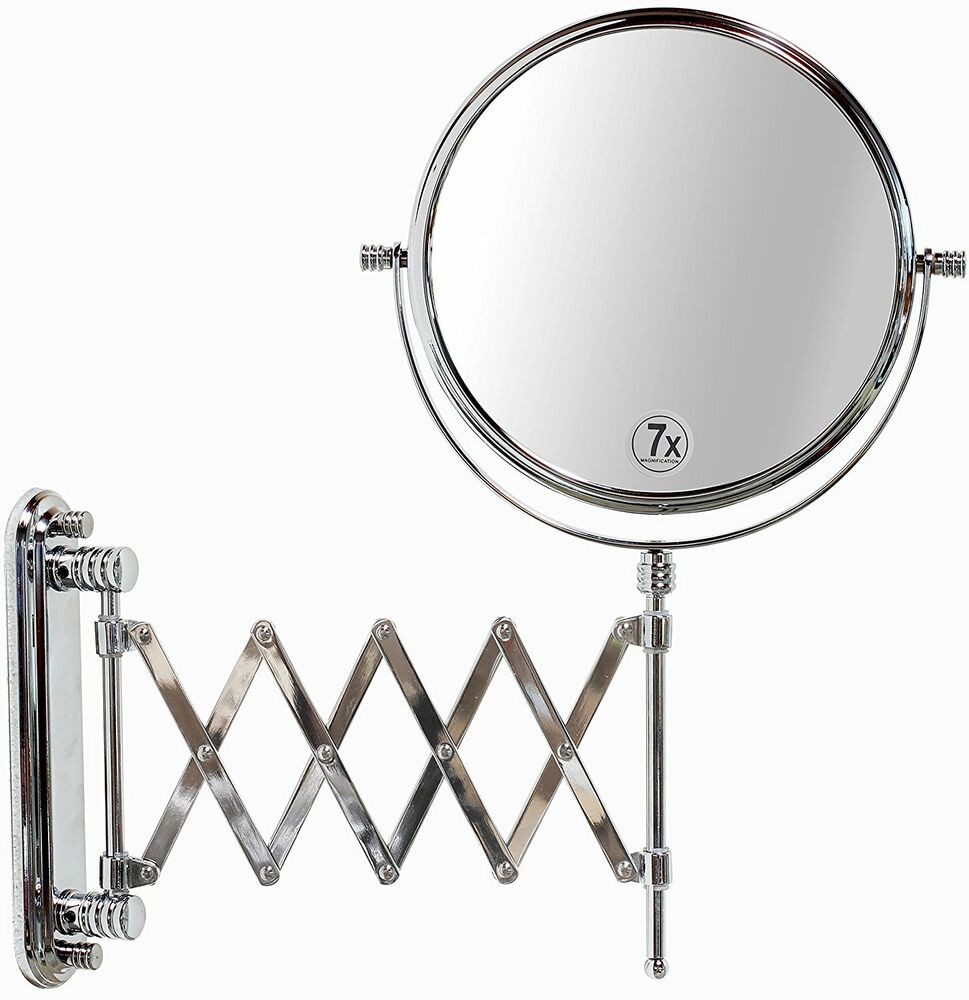 Bathroom Magnifying Mirror
 2 Sided Makeup Mirror Wall Arm Shaving Swivel Magnifying