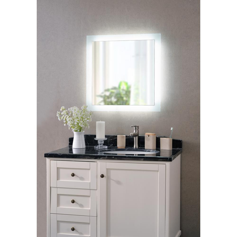 Bathroom Mirrors At Home Depot
 Kenroy Home Darina 4 Light Square Silver LED Bathroom