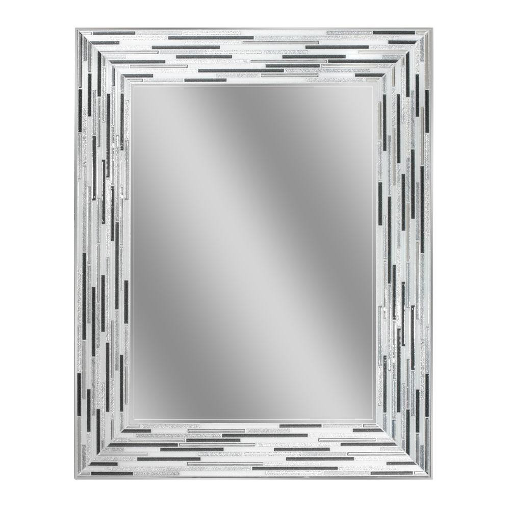 Bathroom Mirrors At Home Depot
 Deco Mirror 30 in L x 24 in W Reeded Charcoal Tiles Wall