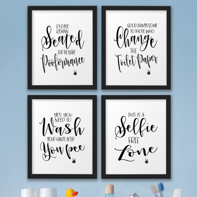 Bathroom Sayings Wall Art
 The John Funny Bathroom Wall Decor Signs quotes Set Art