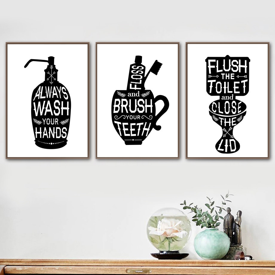 Bathroom Sayings Wall Art
 Toothbrush Toilet Quotes Funny Bathroom Wall Art Canvas