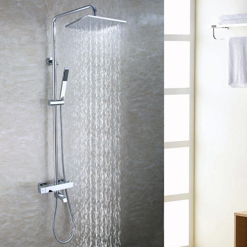 Bathroom Shower Heads And Faucets
 Bath Tub Exposed Shower Faucet Set 10 Inch Bathroom Rain