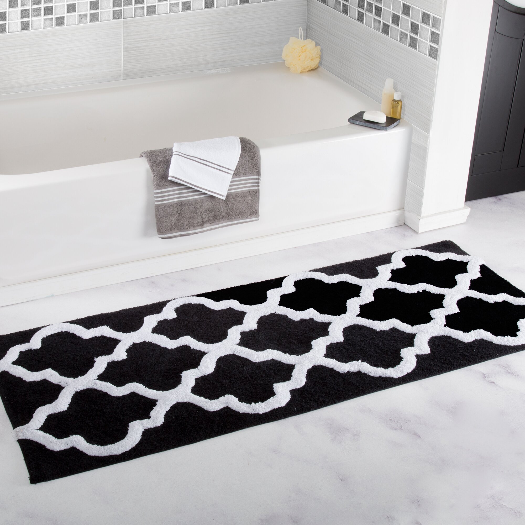 Bathroom Shower Mats
 Lavish Home Trellis Cotton Bath Mat & Reviews