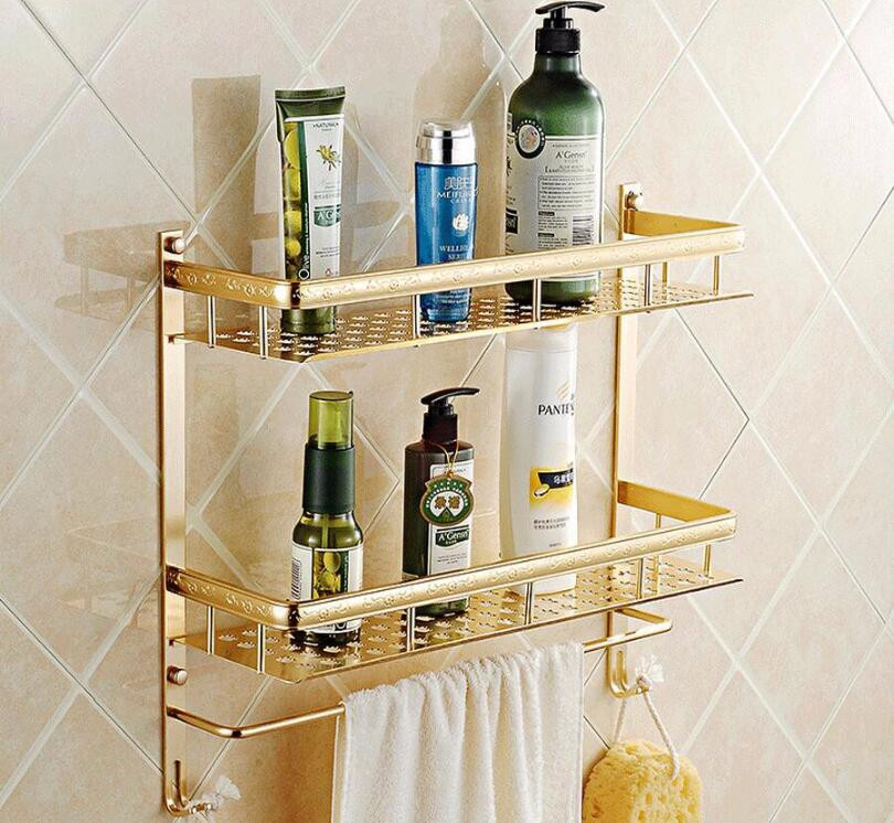 Bathroom Shower Shelves
 High Quality Space Aluminum 2 Layer Bathroom Shelf 50 cm