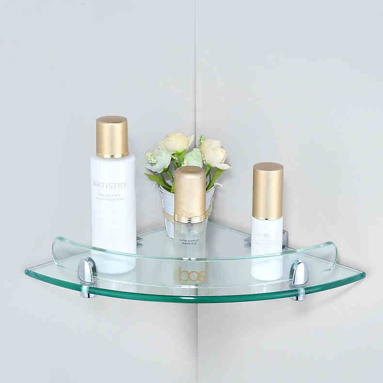 Bathroom Shower Shelves
 Wall mounted Corner Glass Shower Shelf Storage Bathroom