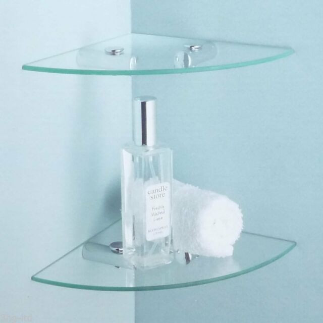 Bathroom Shower Shelves
 2 Tier Glass Corner Floating Storage Shelves Shelf Bath