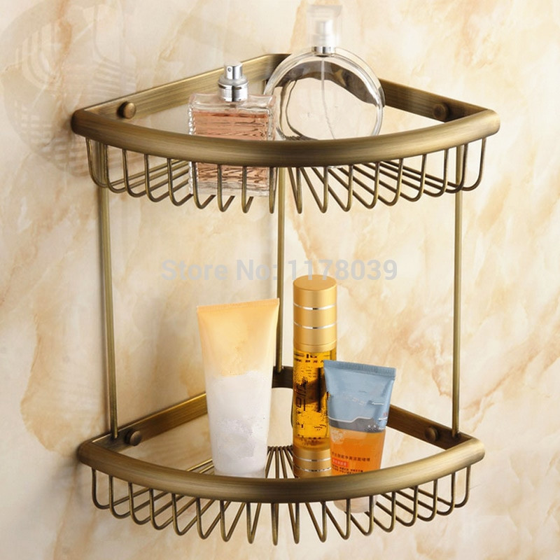 Bathroom Shower Shelves
 Europe style antique brass bathroom shower shelves Retro