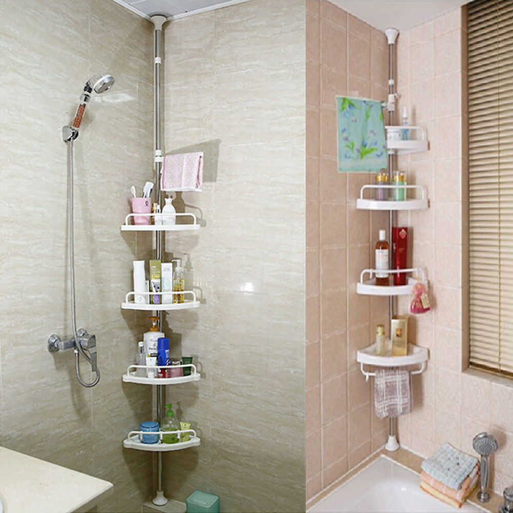 Bathroom Shower Shelves
 4TIER BATHROOM CORNER HANGING UPRIGHT SHOWER CADDY SHELF