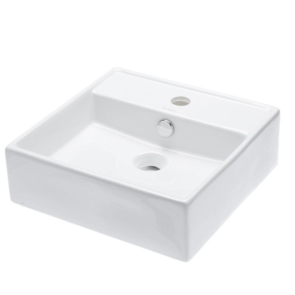 Bathroom Sinks Home Depot
 Elanti Wall Mounted Square Bathroom Sink in White EC9868