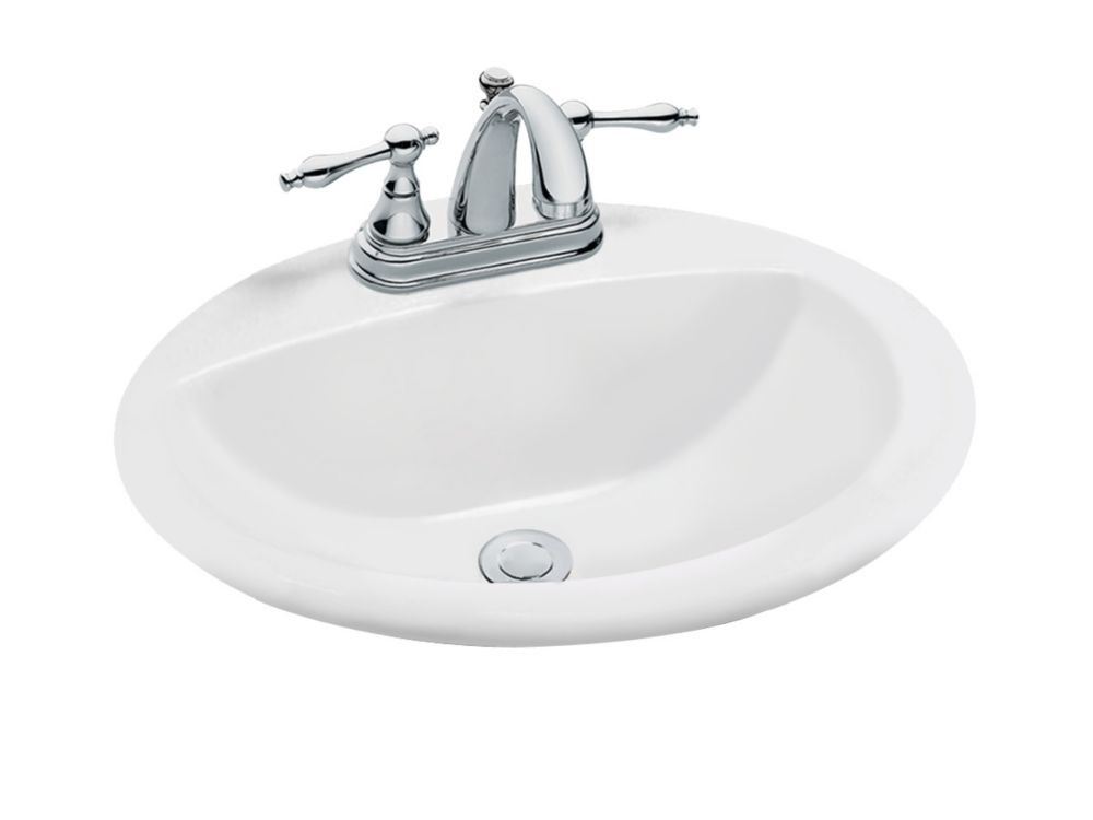 Bathroom Sinks Home Depot
 GLACIER BAY Oval Drop In Bathroom Sink in White