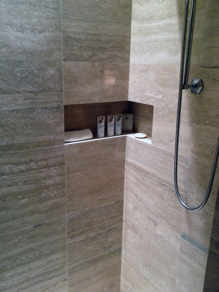 Bathroom Tile Shelves
 Tiled Shower Niche & Shower Shelf = Bathroom Awesome