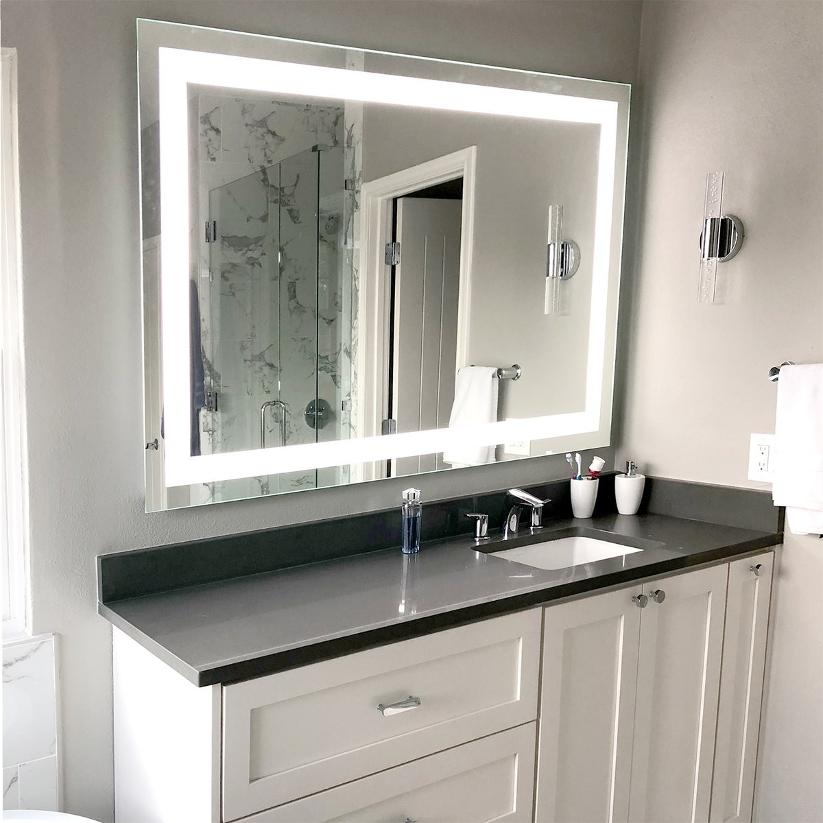 Bathroom Vanity And Mirror
 Front Lighted LED Bathroom Vanity Mirror 60" x 40