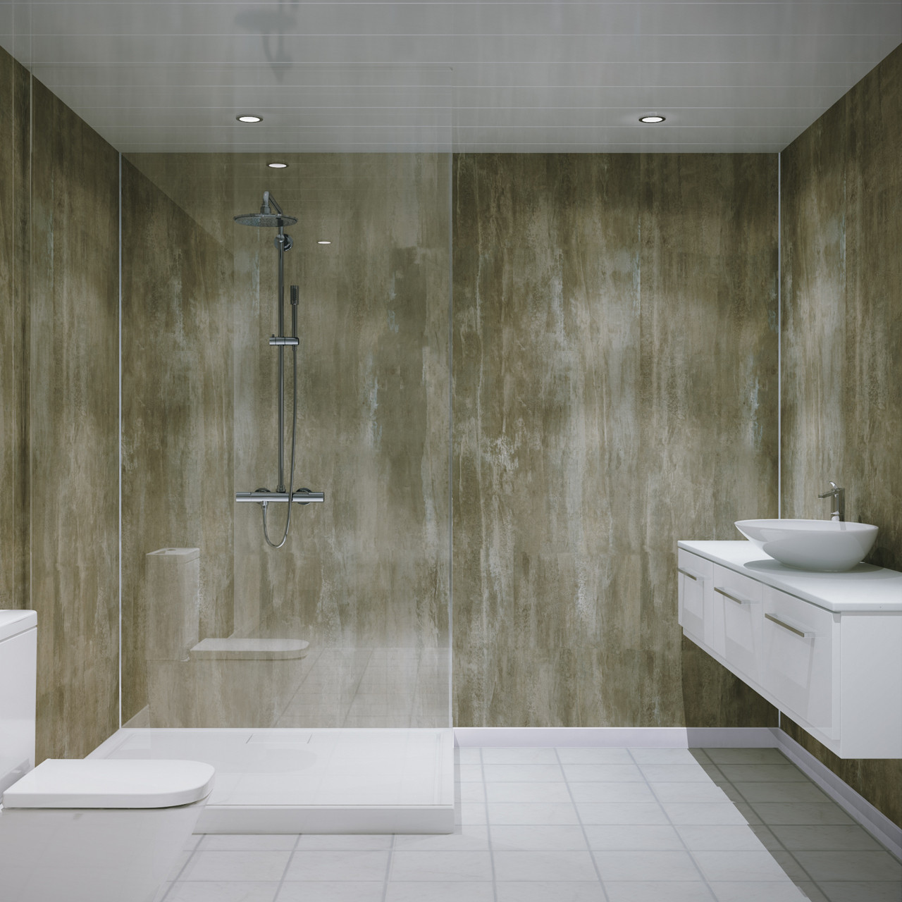 Bathroom Wall Covering Panels
 Multipanel Classic Monsoon Unlipped Bathroom Wall Panel
