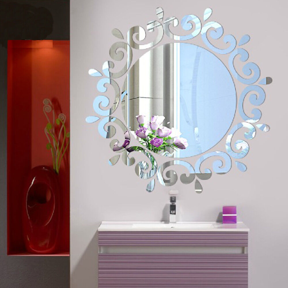 Bathroom Wall Decals
 Mirror Floral Wall Stickers Art Decal Mural Removable Home