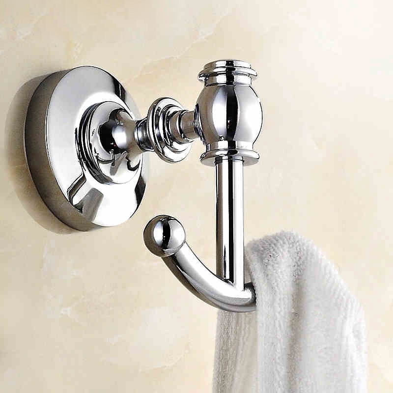 Bathroom Wall Hooks
 Polished Chrome Brass Bathroom Wall Mounted Towel Coat