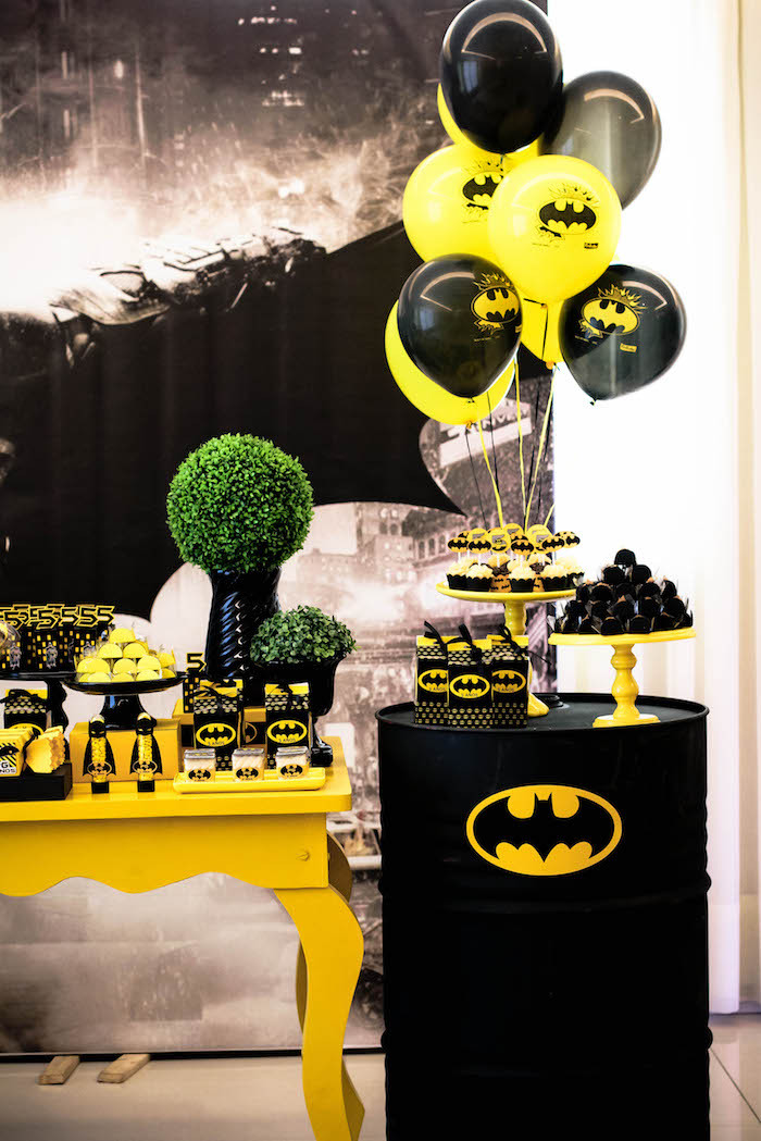 Batman Birthday Party Decorations
 Kara s Party Ideas Black and Yellow Batman Birthday Party