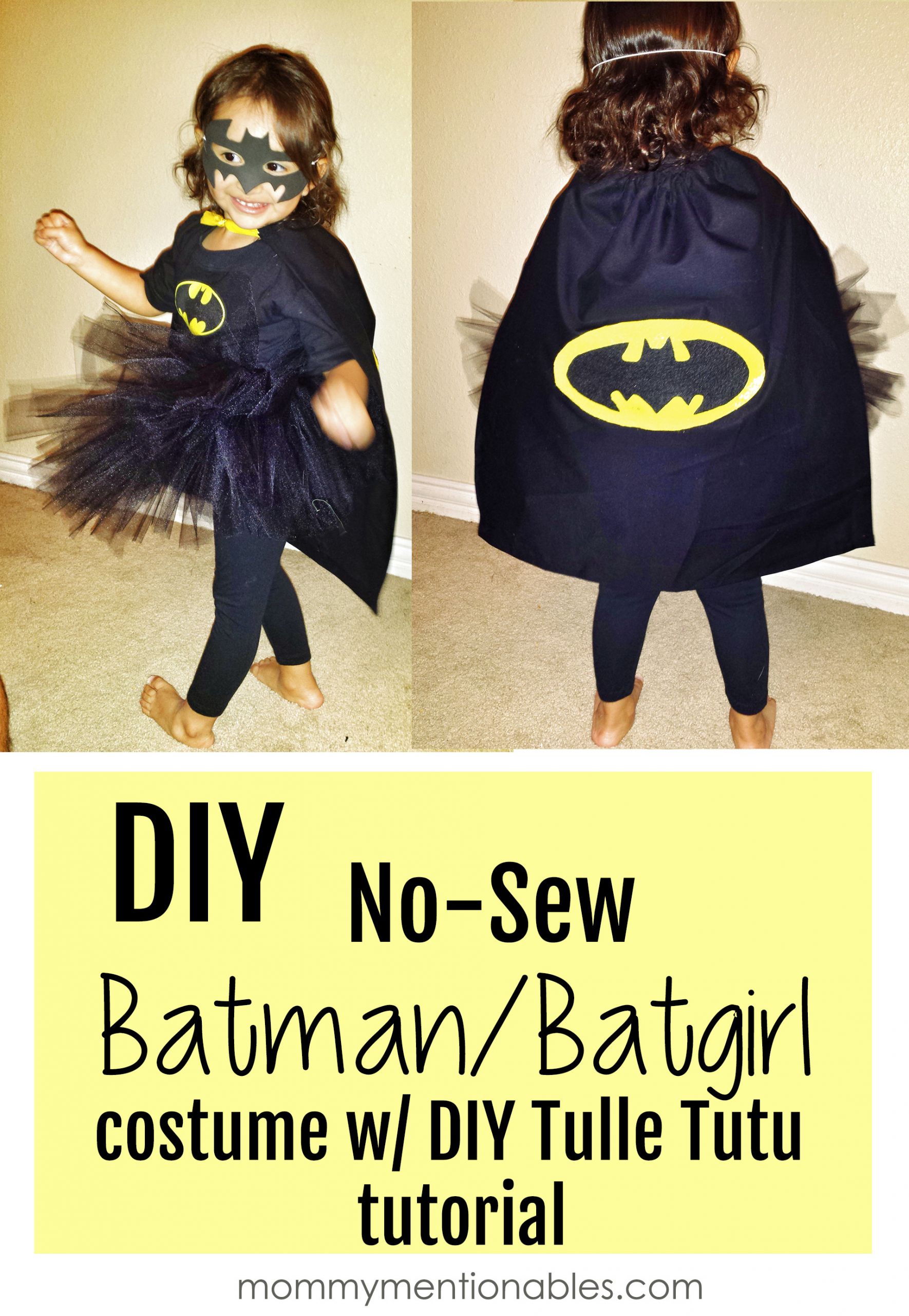 Batman DIY Costume
 DIY No Sew Batman Batgirl Costume