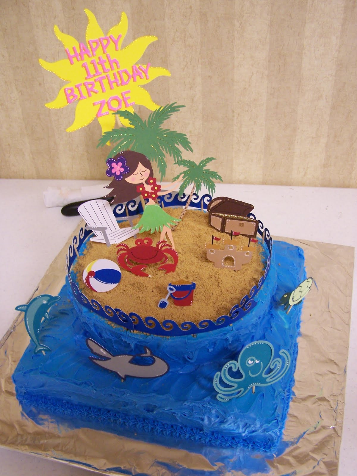 Beach Birthday Cakes
 Paper Maine iac Beach Birthday Cake using Cricut but