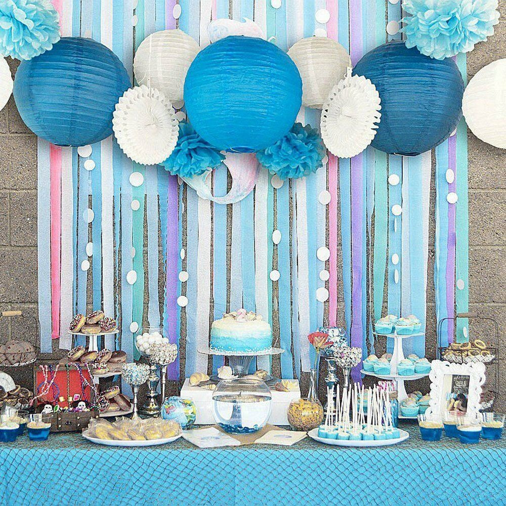 Beach Party Decorating Ideas
 13pcs Blue Beach Themed Party Paper Crafts Decor for