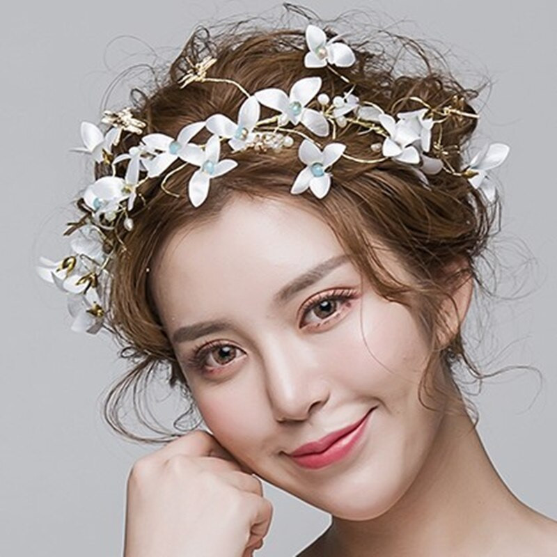 Beach Wedding Hair Accessories
 Aliexpress Buy leaves white wreath sweet hairbands