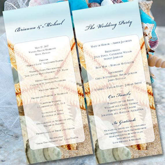 Beach Wedding Programs
 Printable Beach Wedding Ceremony Program Template