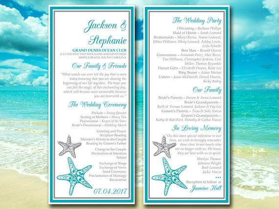 Beach Wedding Programs
 Beach Wedding Program Template Blissful Starfish