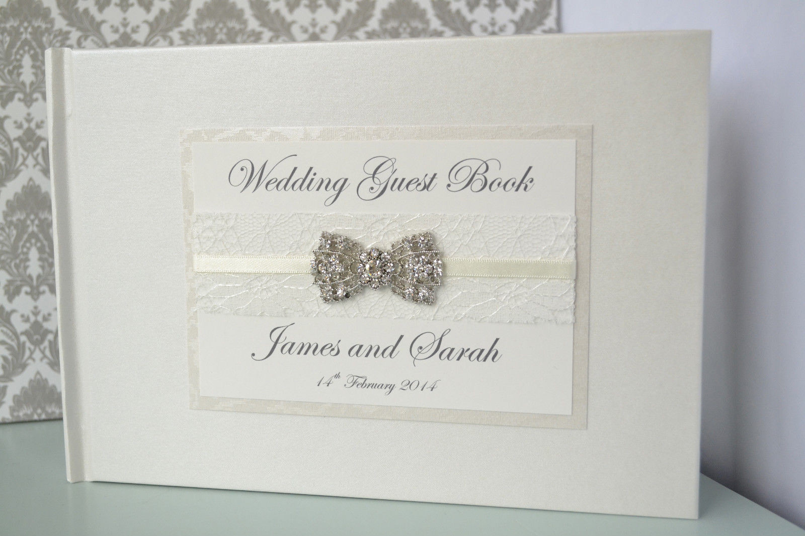 Beautiful Wedding Guest Books
 Ivory Wedding Guest Book with Beautiful Lace Ribbon