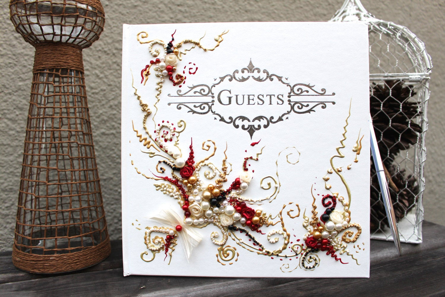 Beautiful Wedding Guest Books
 Beautiful Wedding guest book in gold red and ivory