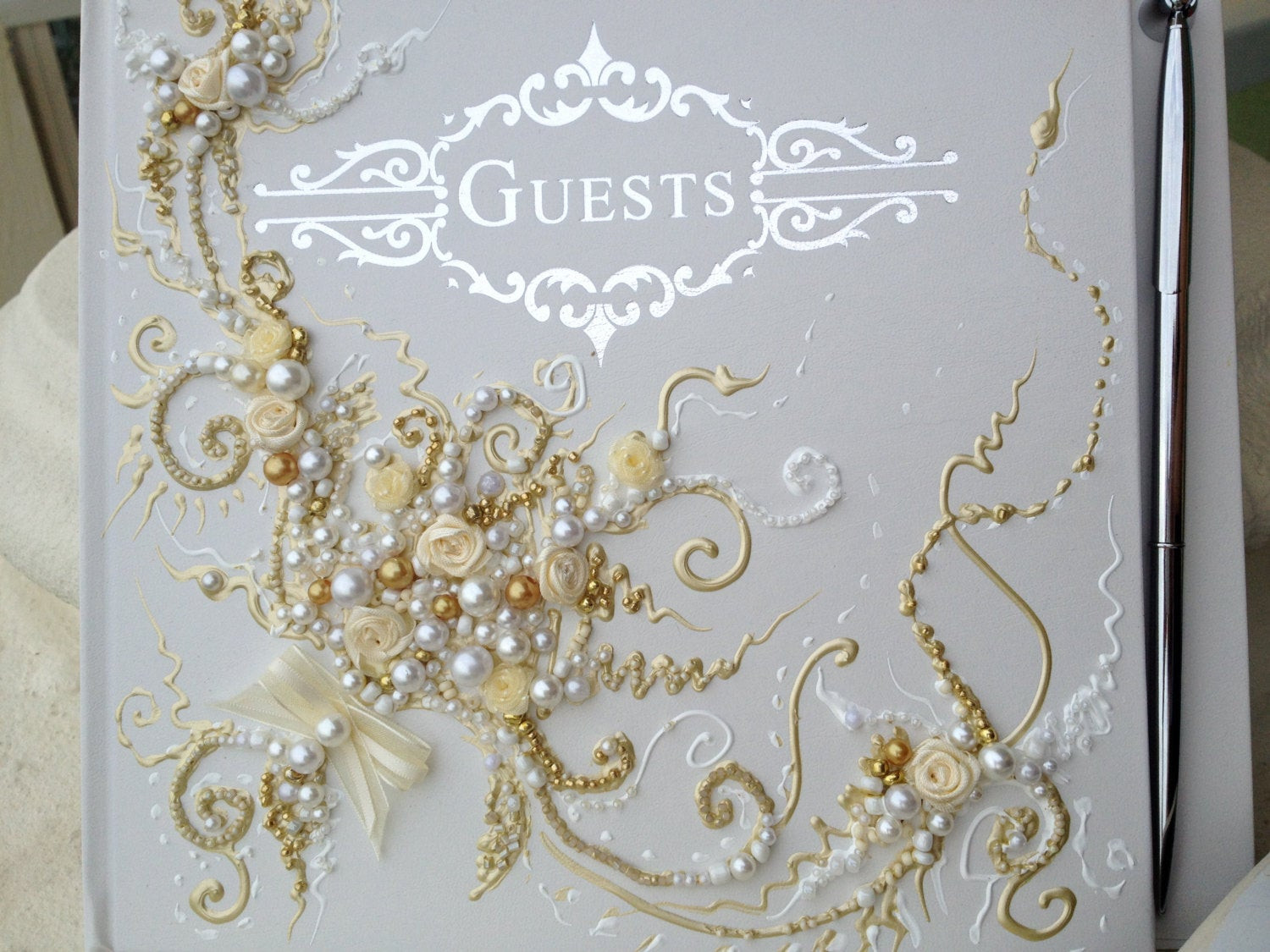 Beautiful Wedding Guest Books
 Beautiful Wedding guest book in gold white and ivory