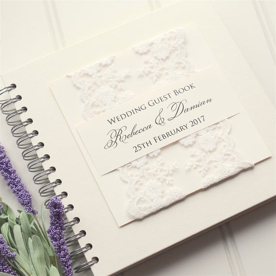 Beautiful Wedding Guest Books
 Beautiful Vintage Lace Wedding Guest Book by