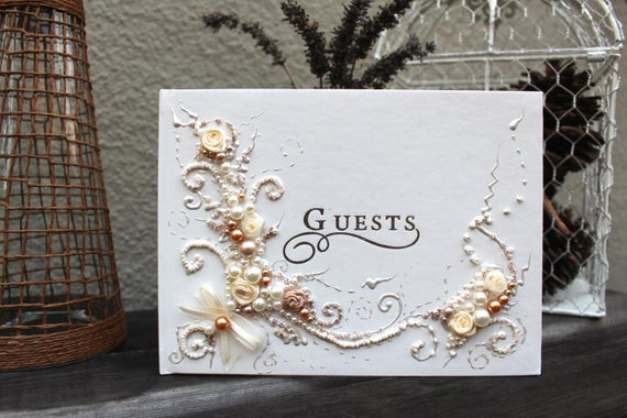 Beautiful Wedding Guest Books
 Beautiful Wedding guest book in gold champagne and ivory