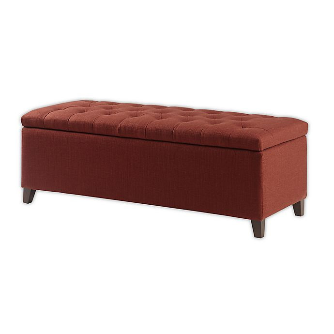 Bed Bath Beyond Storage Bench
 Madison Park Shandra Storage Bench in Rust Red