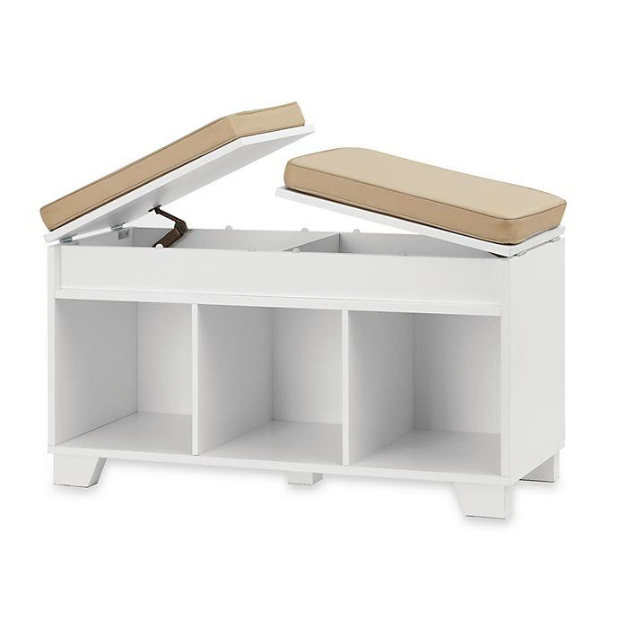 Bed Bath Beyond Storage Bench
 Real Simple 3 Cube Split Top Storage Bench in White