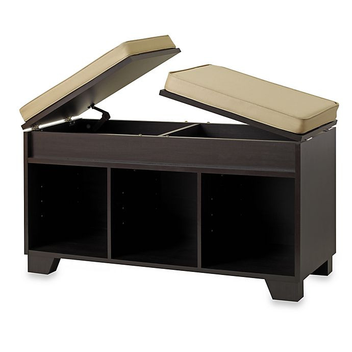 Bed Bath Beyond Storage Bench
 Real Simple 3 Cube Split Top Storage Bench in Espresso