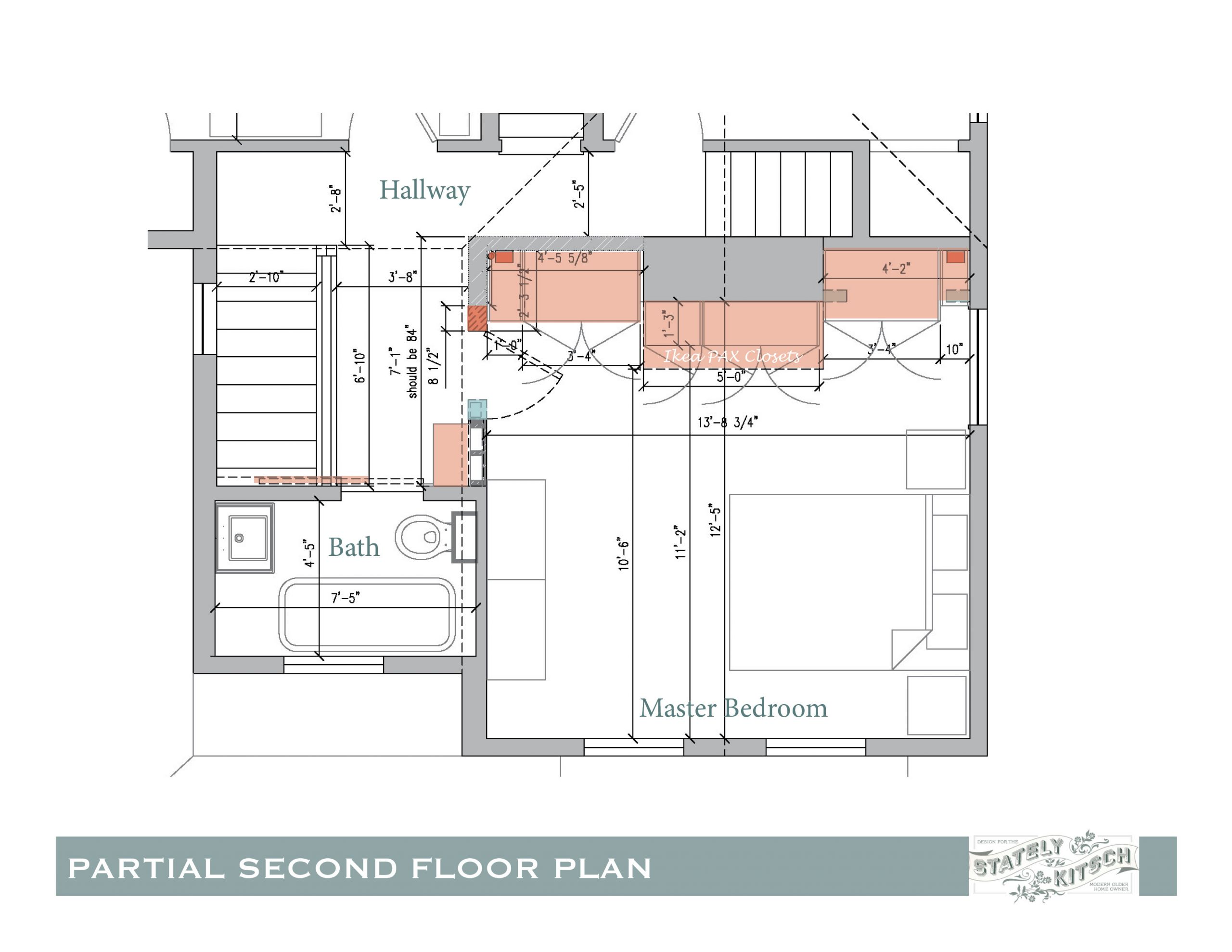 Bedroom Closet Dimensions
 Second Floor Hallway Update Shifted Bedroom Door