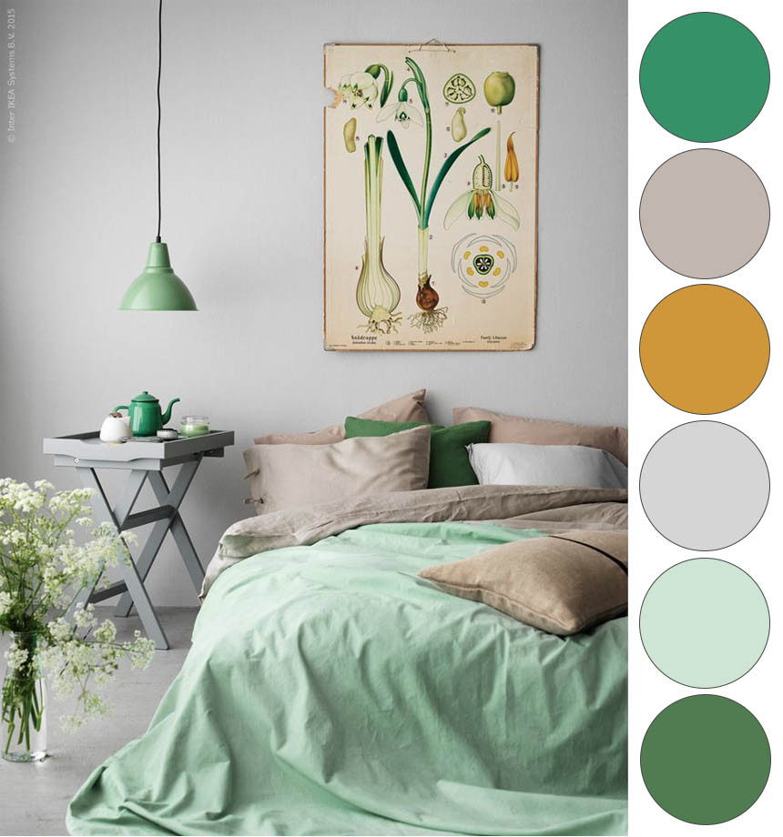 Bedroom Color Palette
 Style Remake Minty Botanical Bedroom • Broke and Beautiful