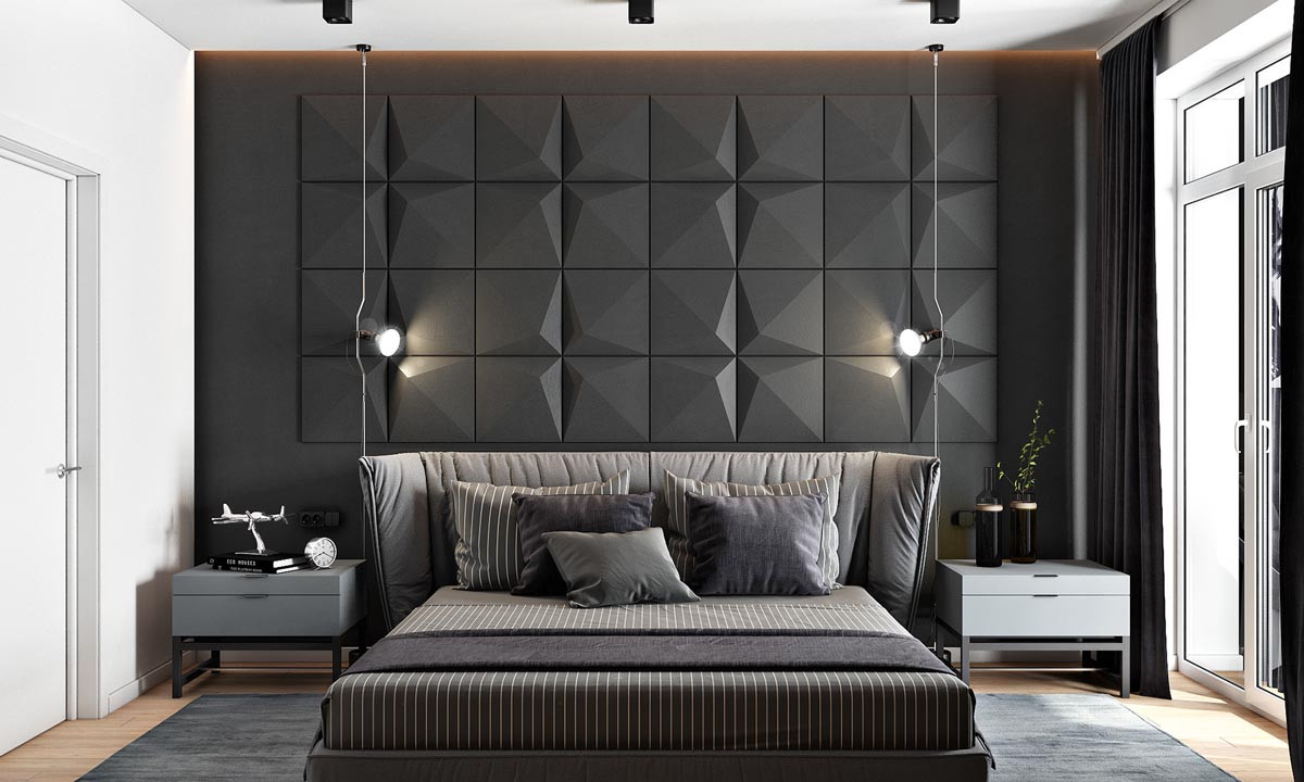 Bedroom Feature Wall Ideas
 2 Masculine Interiors in Shades of Grey Black & Brown