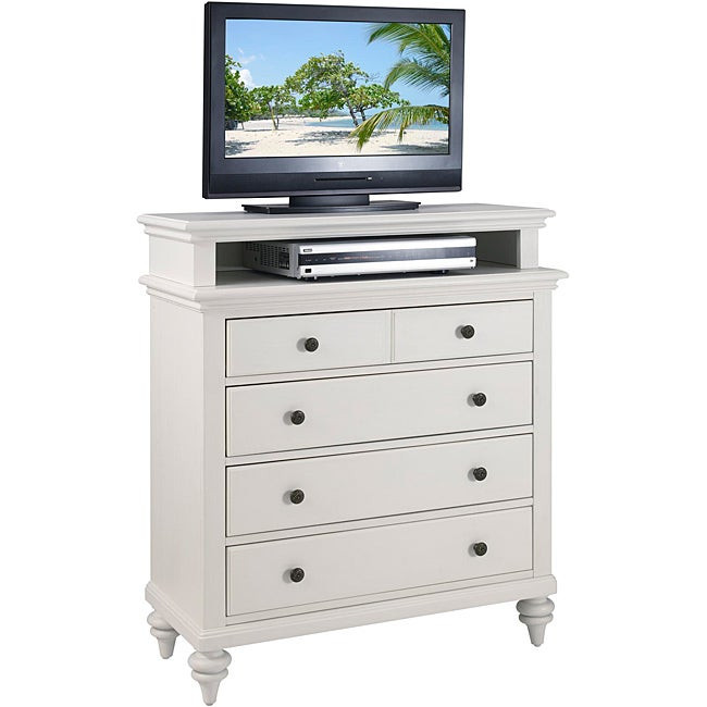 Bedroom Media Cabinet
 TV Media Chest Brushed White Finish Dresser Bedroom Drawer