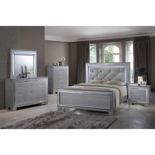 Bedroom Sets With Lights
 Shop Best Quality Furniture Metallic Silver 4 piece