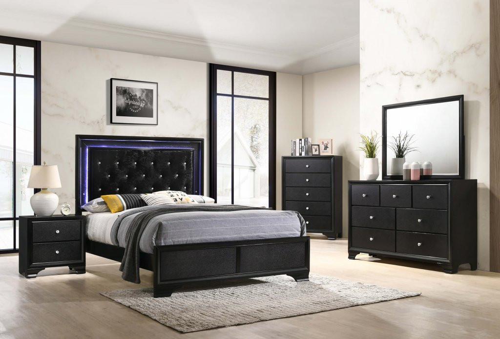 Bedroom Sets With Lights
 Micah Black LED Bedroom Furniture Sets
