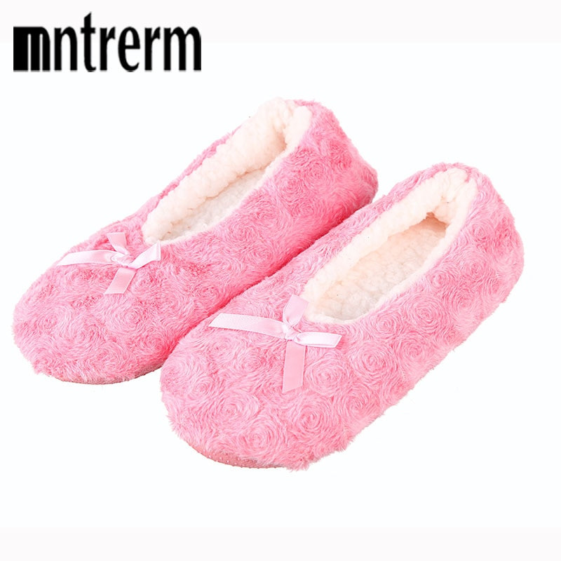 Bedroom Shoes Womens
 2018 Cute Bowtie Warm Winter Women Indoor Slippers Bedroom