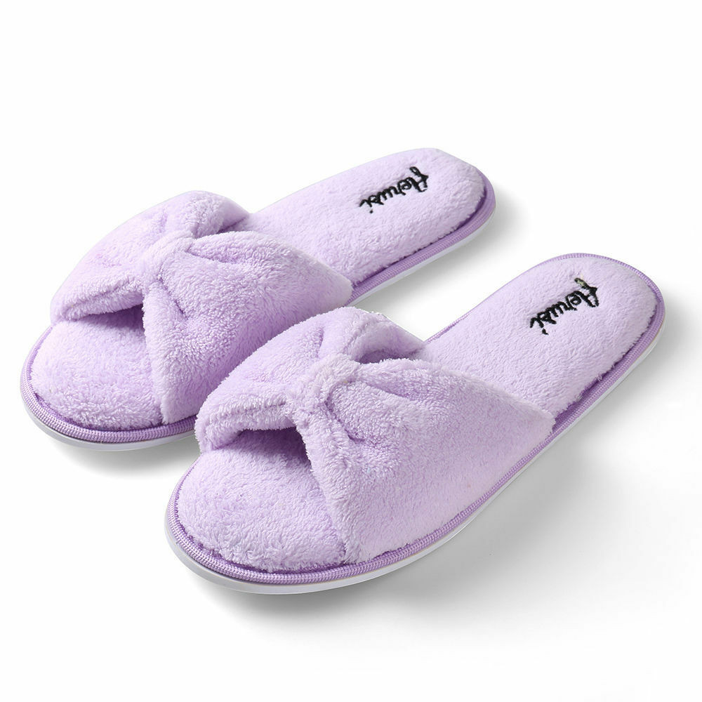 Bedroom Slippers Womens
 Purple Women s Open Toe Bowknot Plush Spa Slipper Indoor